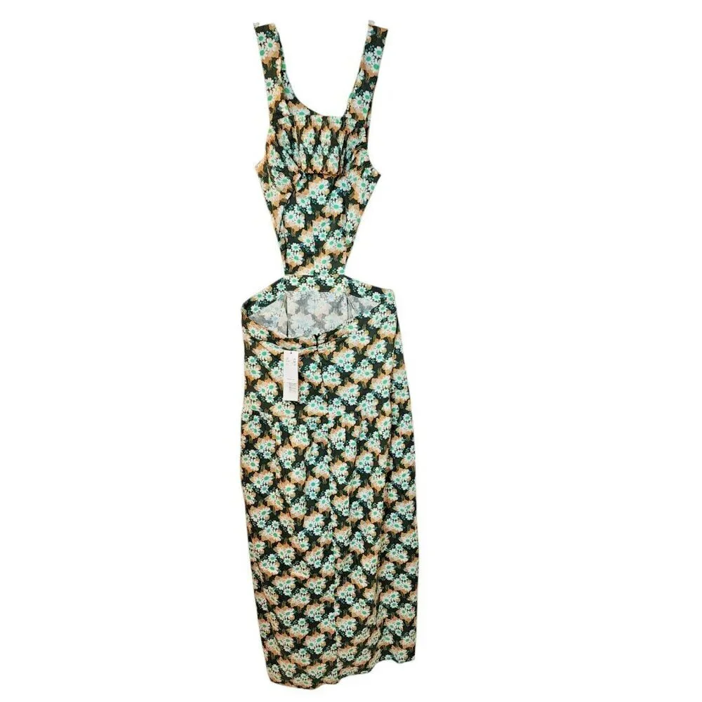 Topshop US‎ 6 Daisy Floral Cutout Maxi Dress Black/Green – NWT